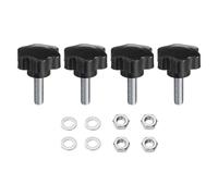 QUARKZMAN 4pcs Poignées À Étoile De Serrage M10 x 35mm Poignées À Visser | Avec Écrous Et Rondelles, Vis À, En Acier Au Carbone Zingué, Métrique, Filetage Mâle, 48mm, Tête En Plastique, 6-Branches