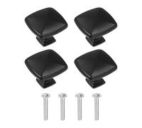 QUARKZMAN 4Pcs Poignées De Meuble, 1.22" Poignées De Tiroir Carrées Pleines En Alliage D'Aluminium À Trou Unique Pour Armoires De Cuisine Commode De Chambre Garde-Robe, Noir