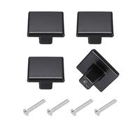 QUARKZMAN 4Pcs Poignées De Meuble, 1.26" Poignées De Tiroir Carrées Pleines En Alliage D'Aluminium À Trou Unique Avec Vis Pour Meubles De Cuisine Commode Dressing Armoire, Noir