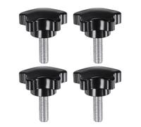 QUARKZMAN 4pcs Poignées De Serrage En Étoile M8 x 25mm Filetage Mâle Métrique 39mm Grande Tête En Plastique 5 Étoiles Vis À Main Poignée De Serrage Poignée De Gabarit, Noir