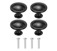 QUARKZMAN 4Pcs Poignées De Tiroir, 1.22" Poignées De Meuble Rondes Pleines À Trou Unique En Alliage D'Aluminium Avec Vis Pour Cuisine Chambre Commode Armoire, Noir