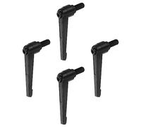 QUARKZMAN 4pcs Réglable Serrage Levier Poignées M12 x 25mm Homme Filetage Fileté Goujon Boulon Boutons Rotatif Vis Verrouillage Rapide Libérer Cliquet Pousser Bouton Poignée, Noir