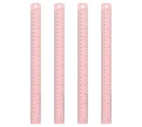 QUARKZMAN 4pcs Regle Metal Droite 30cm Metrique SAE Alliage Aluminium Regles Mesure Outil Echelle Avec Trou Pour Mesure Etude Lecture Classe Bureau, Rose