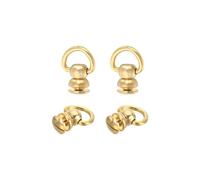 QUARKZMAN 4Pcs Rivets à Vis en Laiton, 11,5 mm, en Laiton Massif, Anneaux en D à Bille, Rivets Rotatifs à 360 Degrés pour Sac à Main, Ceinture, Doré