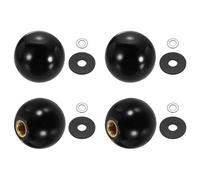 QUARKZMAN 4Pcs s Sphériques Filetées, M10 x 40mm s Sphériques En Plastique Phénolique Boules Écrous coque D'Écrous Boules Avec Insert Fileté Pour De Levier De Machine DIY, Noir
