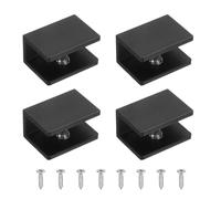 QUARKZMAN 4Pcs Support De Tablette En Verre, Pour 8-10mm Forme Carrée Fixation De Combinaison De Verre Support De Miroir, Pince En Alliage Avec Armoire D'Exposition En Verre/Bois, Noir