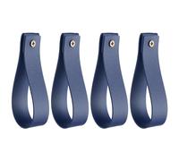 QUARKZMAN 4Pcs Support de Tringle à Rideau en Cuir 1 x 4,7 Pouces Sangles de suspendu Murale Crochets de Tringle à Rideau Supports avec Vis pour Mur Salle de Bain Cuisine, Bleu Foncé