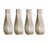 QUARKZMAN 4Pcs Support de Tringle à Rideau en Cuir 1 x 4,7 Pouces Sangles de suspendu Murale Crochets de Tringle à Rideau Supports avec Vis pour Mur Salle de Bain Cuisine, Or