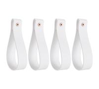 QUARKZMAN 4Pcs Support de Tringle à Rideau en Cuir 1 x 4,7 Pouces Sangles de suspendu Murale Crochets de Tringle à Rideau Supports avec Vis pour Mur Salle de Bain Cuisine, Beige