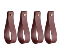 QUARKZMAN 4Pcs Support de Tringle à Rideau en Cuir 1 x 4,7 Pouces Sangles de suspendu Murale Crochets de Tringle à Rideau Supports avec Vis pour Mur Salle de Bain Cuisine, Rouge Vins
