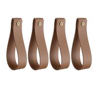 QUARKZMAN 4Pcs Support de Tringle à Rideau en Cuir 1 x 4,7 Pouces Sangles de suspendu Murale Crochets de Tringle à Rideau Supports avec Vis pour Mur Salle de Bain Cuisine, Marron