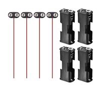 QUARKZMAN 4Pcs Support pour 2 x AA avec Câbles, 2 x 1.5V Support pour Piles AA avec 4Pcs Connecteur À Pression Plastique Type T pour 9V, Boîtier Plastique pour Piles, Noir Et Rouge