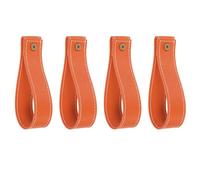 QUARKZMAN 4pcs Support Tringle Rideau Similicuir 1 x 4.7 Pouces Attaches Murales Crochets Tringle Rideau Supports Avec Vis Pour Maison Salle Bain Cuisine Chambre, Orange