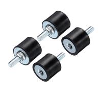 QUARKZMAN 4Pcs Supports d'Isolation en Caoutchouc M8x23mm avec Tiges 30x25mm Mâle Femelle Amortisseur de Vibrations Zingué Montures Filetées Cylindriques avec 4 Écrous de Blocage M8