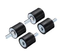 QUARKZMAN 4Pcs Supports d'Isolation en Caoutchouc M8x23mm avec Tiges 30x30mm Mâle Femelle Amortisseur de Vibrations Zingué Montages Filetés Cylindriques avec 4 Écrous de Blocage M8