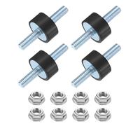 QUARKZMAN 4Pcs Supports En Caoutchouc M6 x 18mm, 10 x 20mm Cylindriques Antivibration Isolateur Studs Amortisseur Double Studs Avec Ecrous Pour Car Bobbin Generator Air Compressors
