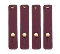 QUARKZMAN 4pcs Téléphone Boucle Doigt Support Silicone Téléphone Sangle Poignée Porteur Téléphone Portable Poignée Chevalet pour Plupart Téléphone-Intelligent Rouge Foncé