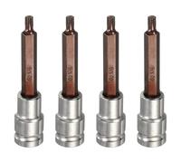 QUARKZMAN 4Pcs Triple Square Spline Bit Socket 1/2" Drive M6 Métrique En Acier S2 À 12 Crans Longs Têtes De Tournevis Forets Adaptateur Douille CR-V En Acier Pour Écrous Hexagonaux Auto