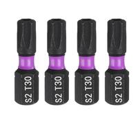 QUARKZMAN 4pcs TT30 Embout de Tournevis Torx 1/4" Tige Hexagonale 25mm/1" Longueur Magnétique Étoile 6 Pans Acier S2 avec Trou Pour Perceuse Électrique de Qualité Industrielle