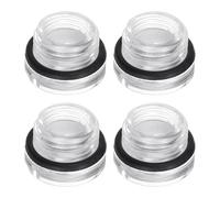 QUARKZMAN 4Pcs Verre de Vue d'Huile de Compresseur d'Air M16 x 1,5mm Mâle Jauge de Niveau de Liquide Plastique Fenêtre d'Indicateur d'Huile à Tête Ronde avec Joint Torique, Transparent
