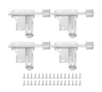 QUARKZMAN 4Pcs Verrou À Barillet, 4 Pouces Verrou Coulissant En Acier Inoxydable, Verrous De Sécurité Pour Porte Avec Vis Et Trou Pour Cadenas Pour Porte De Chambre Fenêtre, Argent