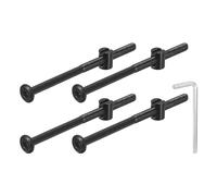 QUARKZMAN 4Pcs Vis à Tête Hexagonale Avec Écrous à Barillet, M6 x 100mm Écrous de Baril de Boulon de Lit de Meubles de Douille Avec la Clé pour des Lits de Chaises, Noir