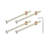 QUARKZMAN 4Pcs Vis à Tête Hexagonale Avec Écrous à Barillet, M6 x 120mm Écrous de Baril de Boulon de Lit de Meubles de Douille Avec la Clé pour des Lits de Chaises, Couleur Bronze