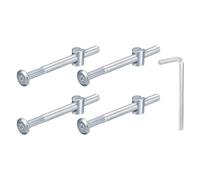 QUARKZMAN 4Pcs Vis à Tête Hexagonale Avec Écrous à Barillet, M6 x 80mm Écrous de Baril de Boulon de Lit de Meubles de Douille Avec la Clé pour des Lits de Chaises, Argenté