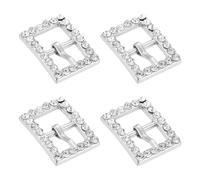 QUARKZMAN 4Pièces Boucles à Rouleau Strass Boucle Ceinture Métal à Une Seule Griffe 8 mm (0,31") avec Curseur Cristal Ajusteur Sangle Barre Mobile Sacs Manteaux Travaux Cuir (Ton Argent)