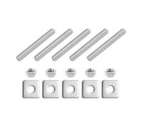 QUARKZMAN 5/16"-18 UNC Tige Filetée Complète, 5 Pcs 304 Acier Inoxydable Long Vis Filetée 60mm/2.4" Longueur Filetage À Droite Avec Rondelles Carrées Pour Assemblage Fixation Meubles