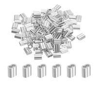QUARKZMAN 5/32" 4mm Manchon de Sertissage en Aluminium à Double Virole pour Câble de Corde de Fil, Argent 120 Pièces