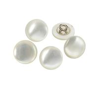 QUARKZMAN 5 Boutons En Nacre Naturelle 12.5mm Boutons Perle De Nacre Bouton À Tige Courbe Pour Couture De Chemise DIY Décoration Artisanale Beige/Argent