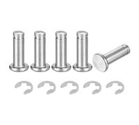 QUARKZMAN 5 Ensemble M6x18mm Goupille de Localisation de Bague d'Arrêt d'Arbre Cylindrique En Acier Inoxydable 304, Charnière Rainurée à Tête Plate avec Bague de Retenue à Clip E, Argent