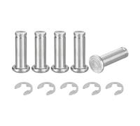QUARKZMAN 5 Ensemble M8x25mm Goupille de Localisation de Bague d'Arrêt d'Arbre Cylindrique En Acier Inoxydable 304, Charnière Rainurée à Tête Plate avec Bague de Retenue à Clip E, Argent