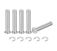 QUARKZMAN 5 Ensemble M8x45mm Goupille de Localisation de Bague d'Arrêt d'Arbre Cylindrique En Acier Inoxydable 304, Charnière Rainurée à Tête Plate avec Bague de Retenue à Clip E, Argent