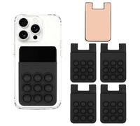 QUARKZMAN 5 Pack Support De Téléphone À Ventouse, Support Autocollant en Silicone avec Fente pour Cartes, Poignée Collante avec Emplacement pour Carte pour Smartphone, Noir
