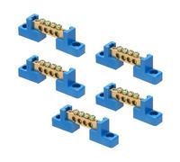 QUARKZMAN 5 Pcs Barre De Mise À La Terre Bornier Barre De Mise À La Terre Laiton 4 Positions Bloc De Mise À La Terre Pour Boîte Électrique, Bleu