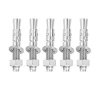 QUARKZMAN 5 Pcs Cheville À Expansion, 5/8" x 4" Boulons D'Ancrage En Acier Inoxydable Pour Béton, Fixation Standard Robustes Pour Support De Mur (Inclut Rondelles Et Écrous, Ton Argenté)