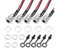 QUARKZMAN 5 PCS DC-099 DC Power Jack Cord Socket, 30V 5A 5.5x2.1mm 2Pin Panel Mounting Connector Socket with Nut Washer Waterproof Cap Pre-Soldered Wires for Electronics Devices, 100mm