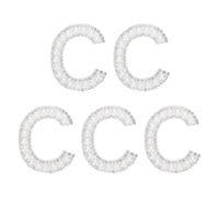 QUARKZMAN 5 Pcs Lettre C Perle Patchs, Alphabet A-Z Perle Strass Autocollant Patchs À Coudre, Applique Lettre Pailletée Sticker Pour Vêtements Tissu Sac À Dos DIY, Blanc
