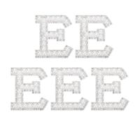 QUARKZMAN 5 Pcs Patchs Lettre E Perle, Patchs Alphabet A-Z Perle Strass Autocollants À Coudre, Autocollant Lettre Pailleté Pour Vêtements Tissu Sac À Dos DIY, Blanc