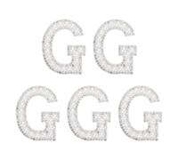 QUARKZMAN 5 Pcs Patchs Lettre G Perle, Patchs Alphabet A-Z Perle Strass Autocollants À Coudre, Autocollant Lettre Pailleté Pour Vêtements Tissu Sac À Dos DIY, Blanc