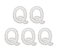 QUARKZMAN 5 Pcs Patchs Lettre Q Perle, Patchs Alphabet A-Z Perle Strass Autocollants À Coudre, Autocollant Lettre Pailleté Pour Vêtements Tissu Sac À Dos DIY, Blanc