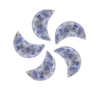 QUARKZMAN 5 Pcs Pierre De Lune Cristal, 0.5 Inch Longueur Pierre Naturelle Salissuretée Bleue Jaspe De Lune En Gros, Pierres De Poche Sculptées Pour Méditation Équilibrage Pendentif.