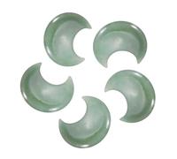 QUARKZMAN 5 Pcs Pierre De Lune Cristal, 1.2 Pouce Longueur Émeraude Verte Naturelle Pierre De Lune En Gros, Pierres De Poche Sculptées Pour Méditation Équilibre Pendentif Ornementation