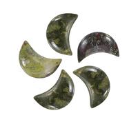 QUARKZMAN 5 Pcs Pierre De Lune Cristal Anti-Stress, 0.5 Pouce Longueur Jaspe Hématite Naturel Gemme Lune En Gros, Pierres De Poche Sculptées Pour Méditation Équilibrage Pendentif.