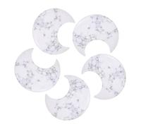 QUARKZMAN 5 Pcs Pierre De Lune Cristal Apaisant, 1.2 Pouce Longueur Pierre Naturelle Howlite Blanche En Vrac, Pierres De Poche Sculptées Pour Méditation Équilibrage Pendentif Ornementation
