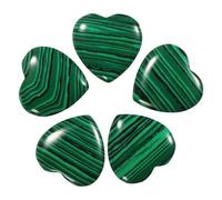 QUARKZMAN 5 Pcs Pierres De Cristal De Malachite En Forme De Coeur, 2 cm Pierres Et Cristaux Polis, Précieuses Polies Pour Cadeaux Pour Femmes Méditation Création Décoration D'Intérieur