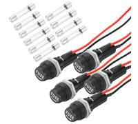 QUARKZMAN 5 Pcs Porte-Fusible À Montage sur Panneau, 10/15A AC 125/250V 6 x 30mm Fusible À Bornes en Spade avec Capuchon À Vis Et Fils Pré-Soudés Inclus 10 Fusibles À Tube Verre 15A
