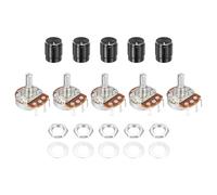 QUARKZMAN 5 Pcs Potentiomètre Rotatif 250K Ohm, WH138 3 Broches Simple Tour Variation Linéaire Résistance Variable Potentiomètres Avec Bouton En Alliage Pour Régulation Vitesse Inverter,